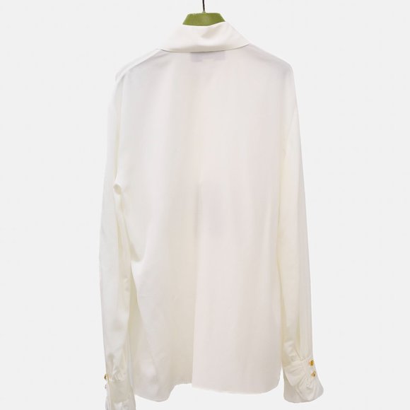 Gucci Spring 2022 Crêpe de Chine White Silk Ruffle Blouse - Picture 3 of 16